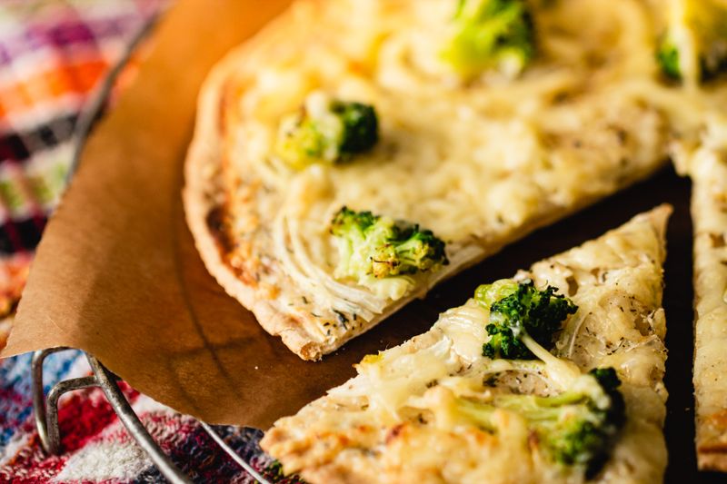 BBQ chicken thin crust pizza with red onion