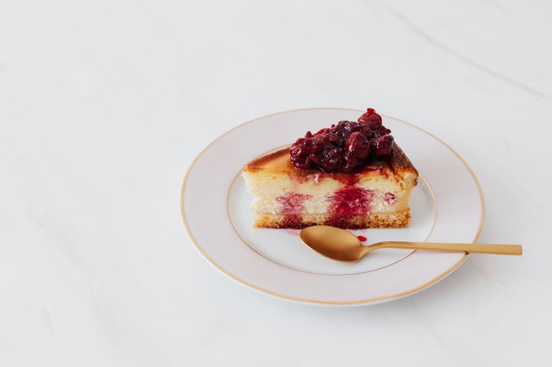 New York style cheesecake with berry compote